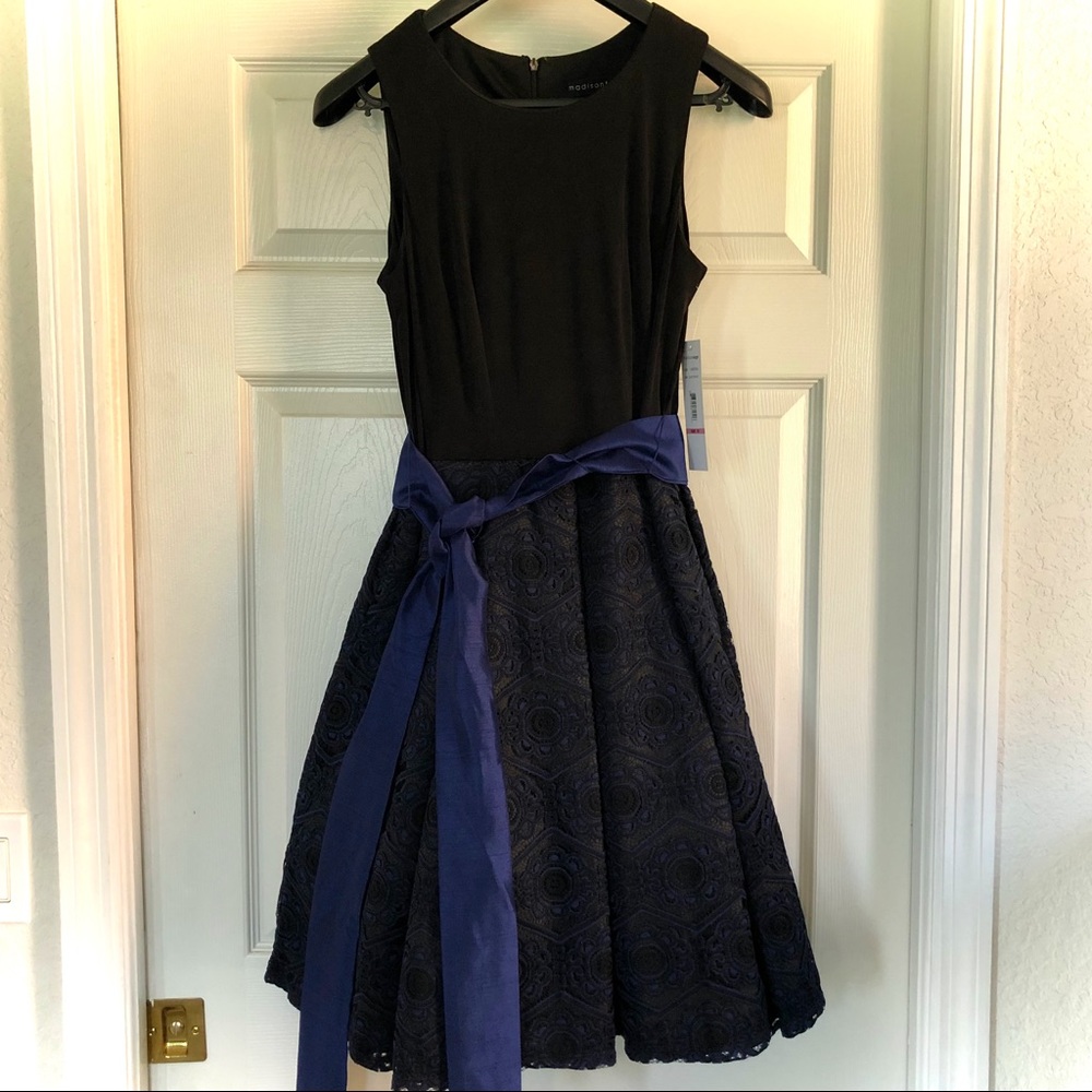 Fit & Flare Black/Blue Cocktail Dress NWT